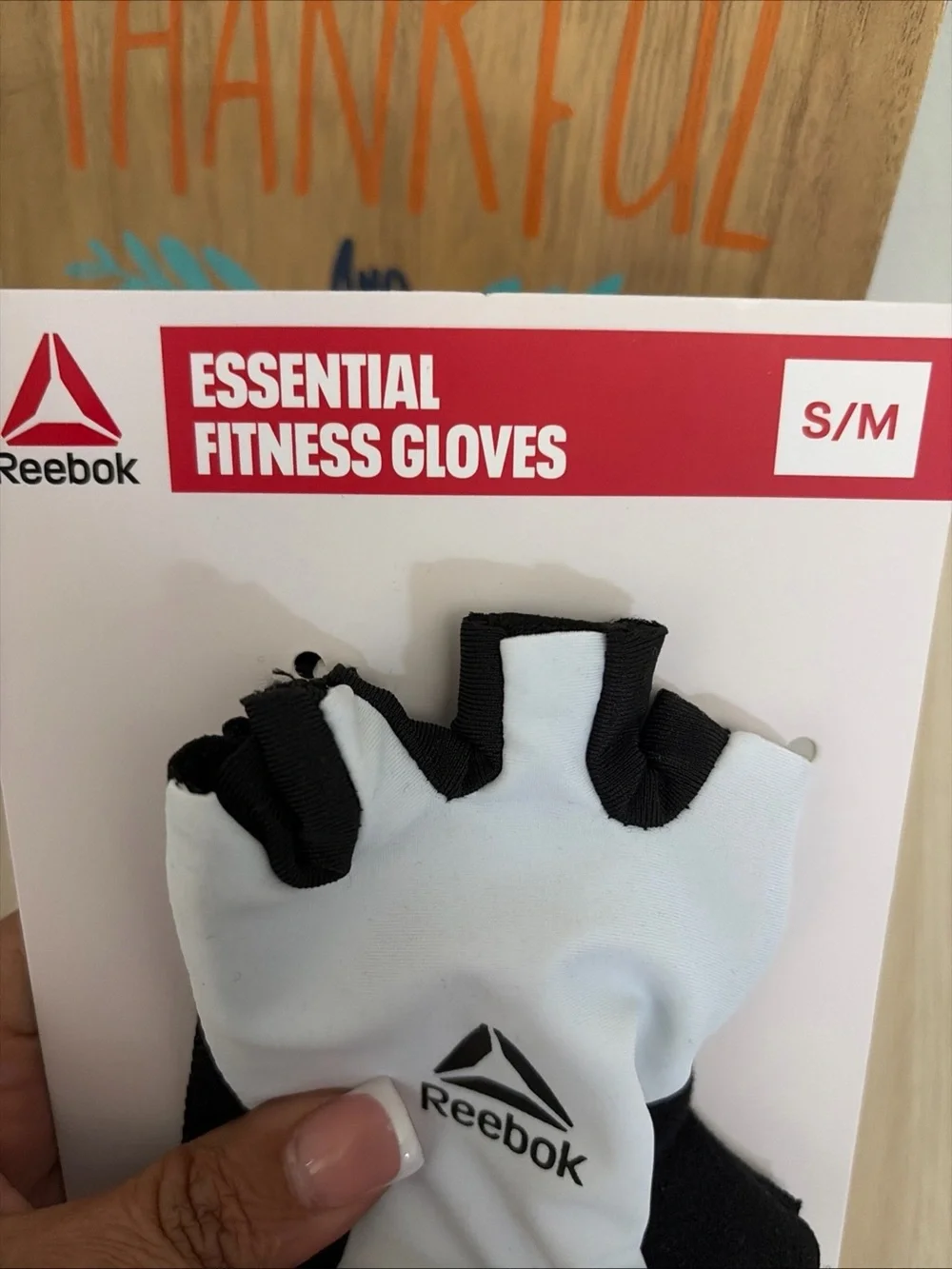 Reebok White and Black Half-Finger Training Gloves size S-M